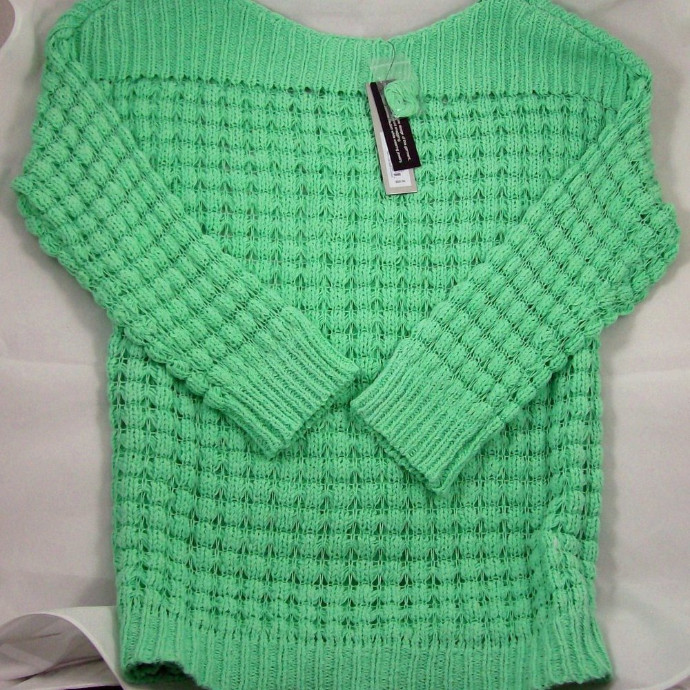 Apt. 9 Vivid Mint Open-Stitch Sweater - Picture 2 of 4